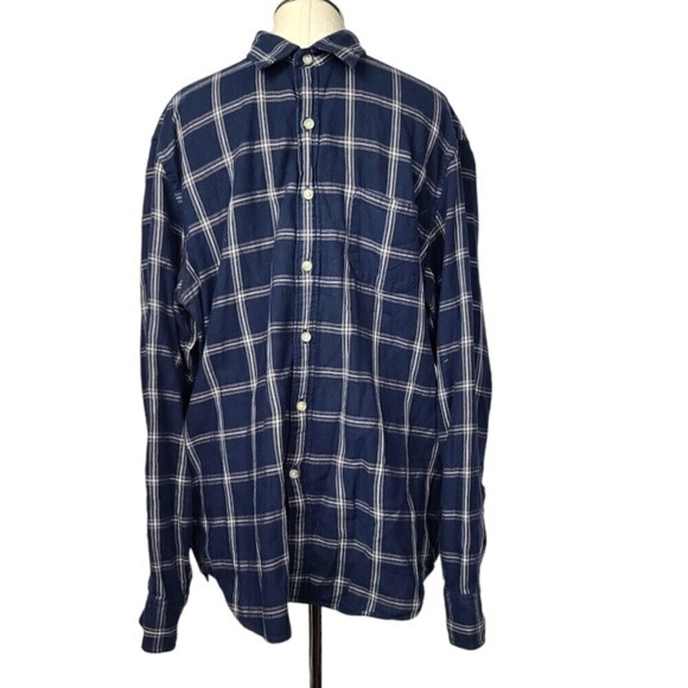 J. Crew Button Down White Blue Long Sleeves Men's Shirt L